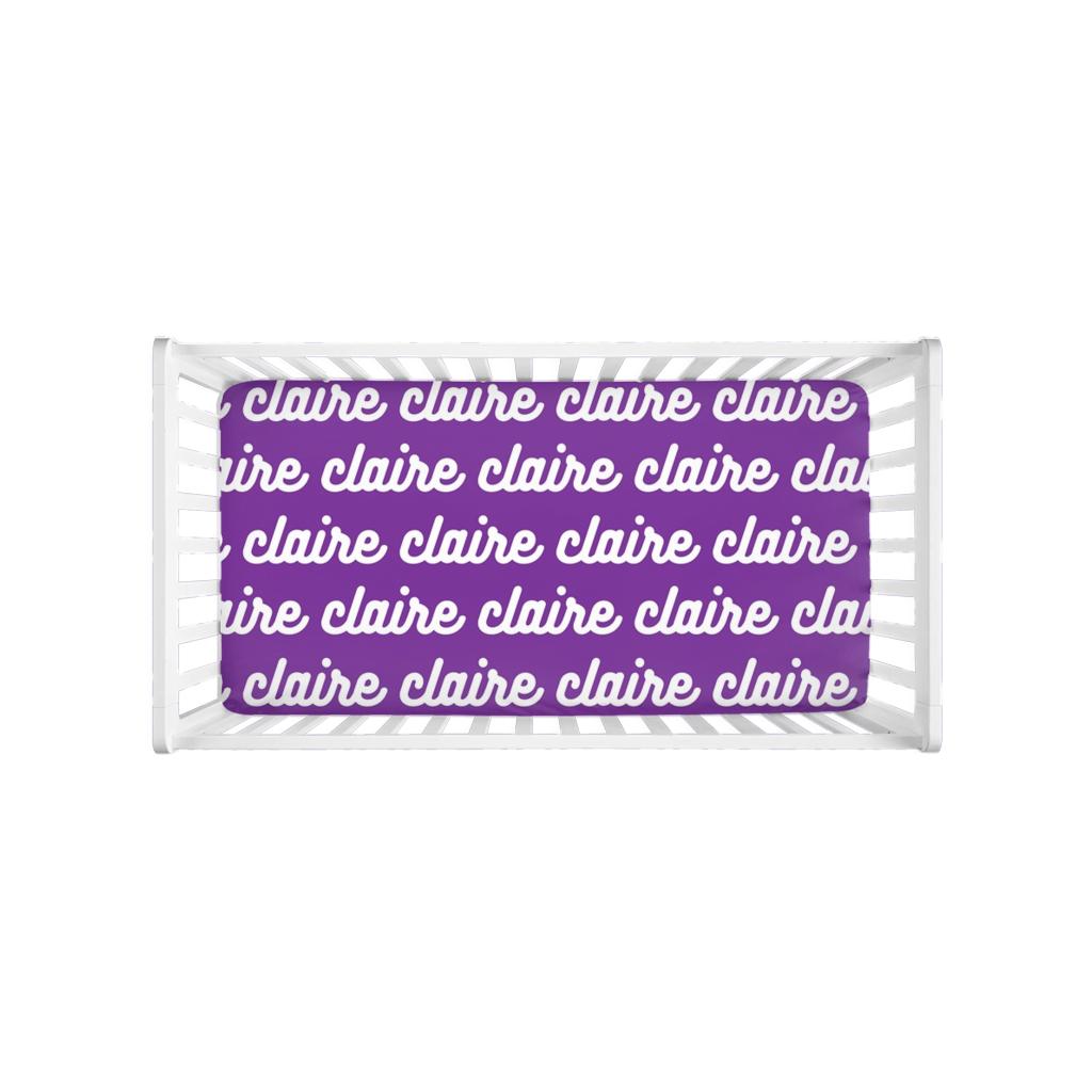 PERSONALIZED MODERN REPEAT CRIB SHEET - RETRO CURSIVE