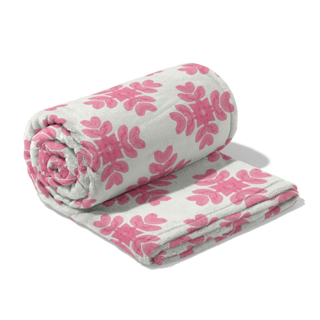Brushstrokes Pink Fleece Blanket