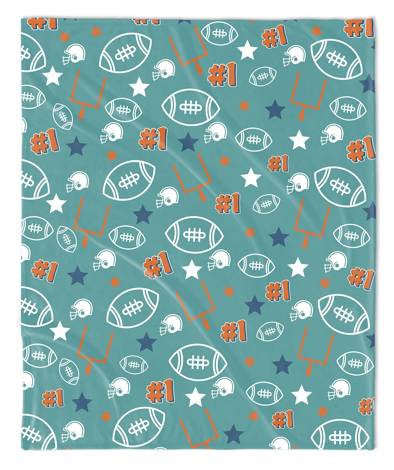TEAL & ORANGE TOUCHDOWN FOOTBALL BLANKET