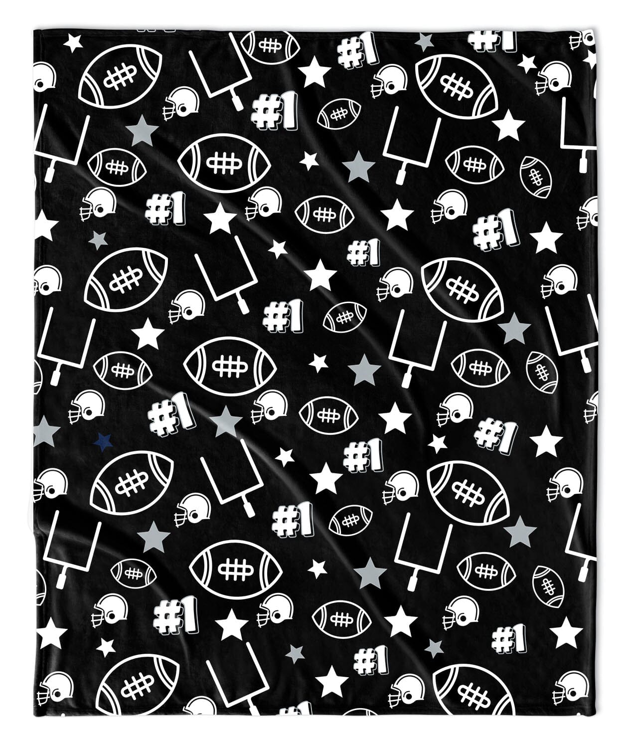 BLACK TOUCHDOWN FOOTBALL BLANKET