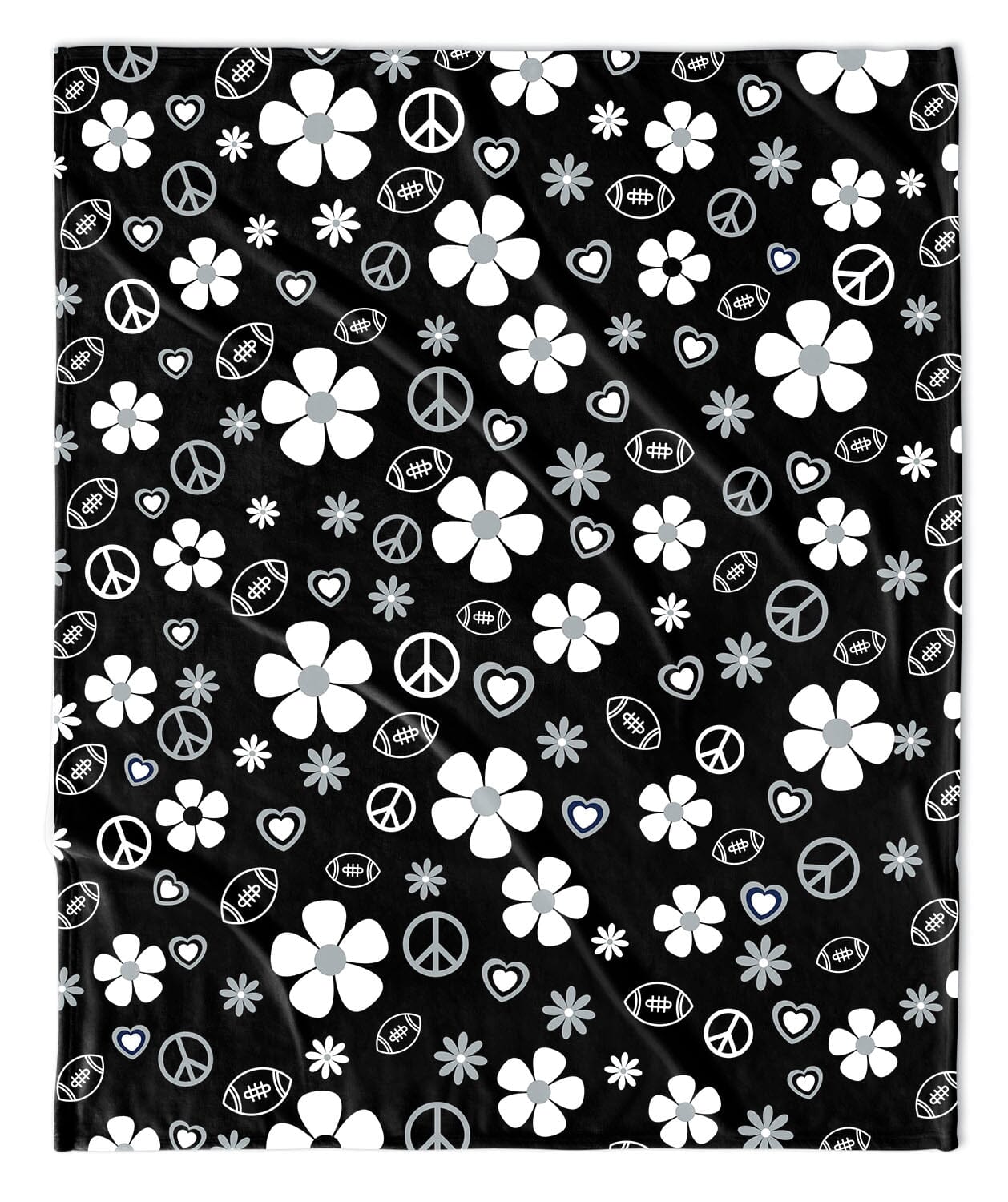 BLACK FLOWER POWER FOOTBALL BLANKET