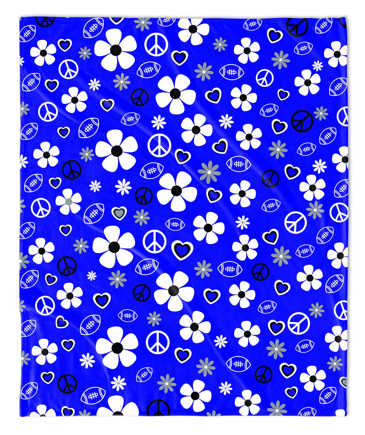 BLUE FLOWER POWER FOOTBALL BLANKET