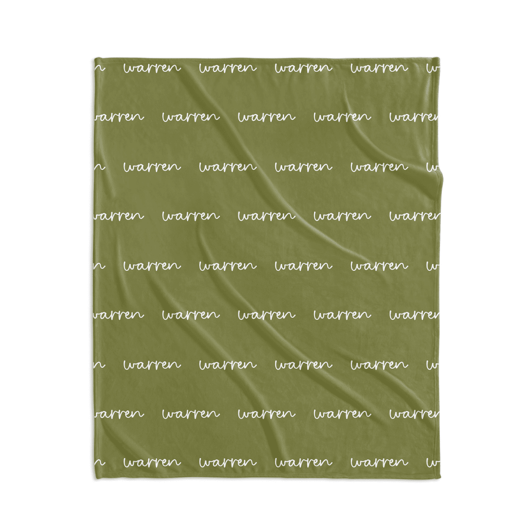 PERSONALIZED NAME BLANKET - SCRIPT OLIVE