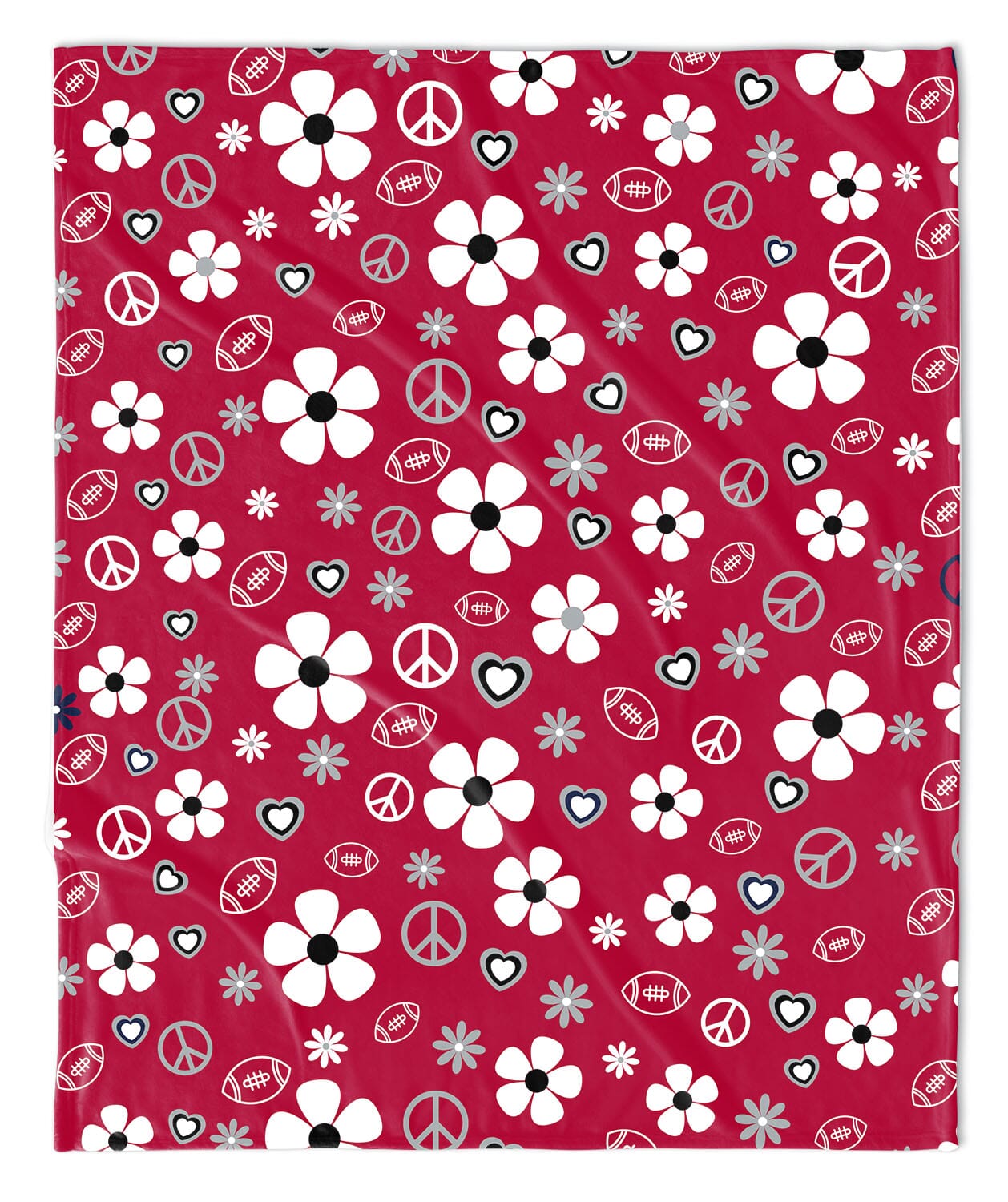 RED FLOWER POWER FOOTBALL BLANKET