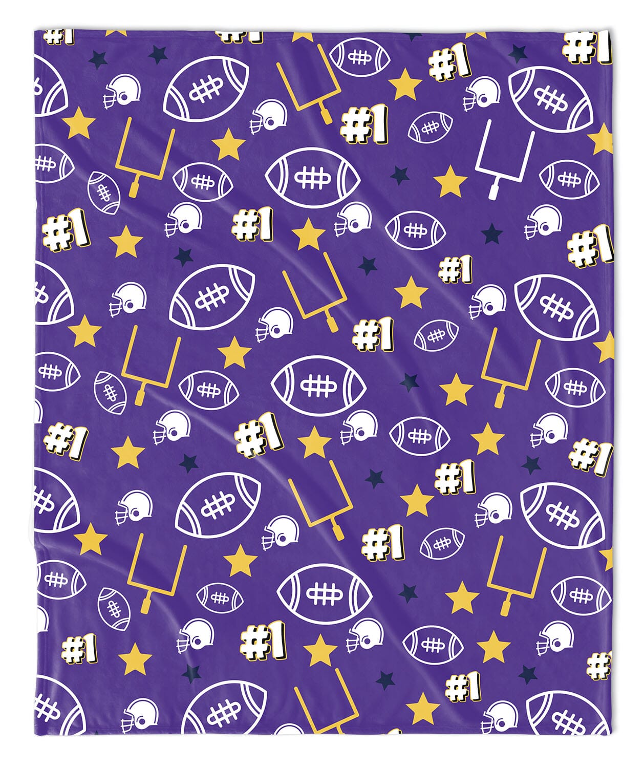 PURPLE & YELLOW TOUCHDOWN FOOTBALL BLANKET